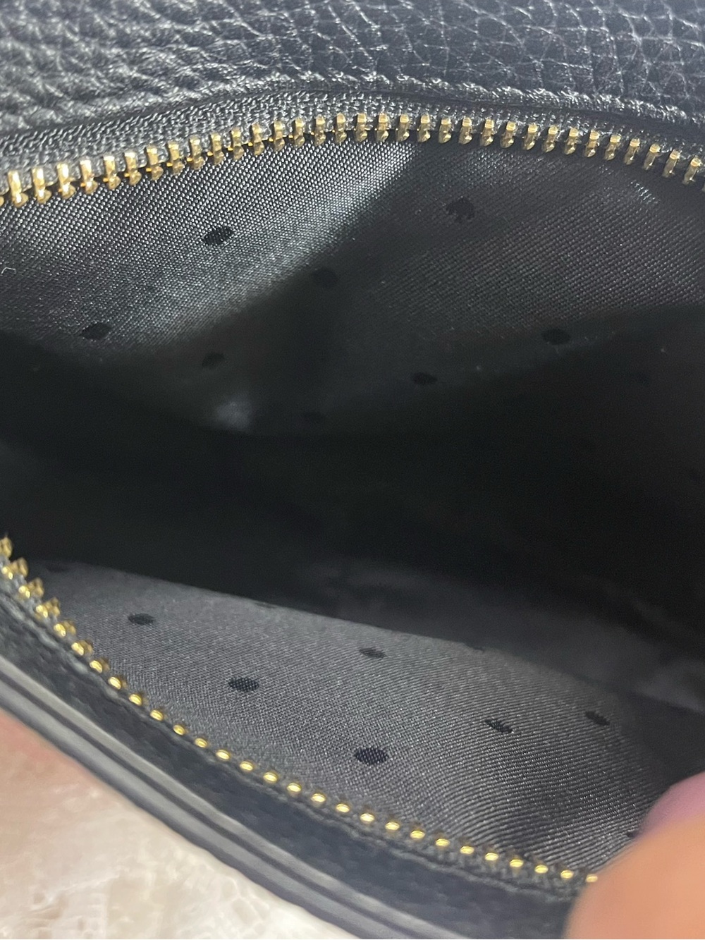 NWT Kate Spade NY Hayes black leather small canvas leather crossbody strips - Picture 5 of 11